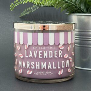 BBW Lavender Marshmallow Bath & Body Works 3 Wick Candle